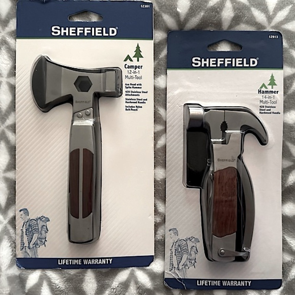 NIP~Sheffield’s Camper 12 in 1 Multi-Tool⚒️ & Hammer 14 in 1 Multi-Tool🛠️